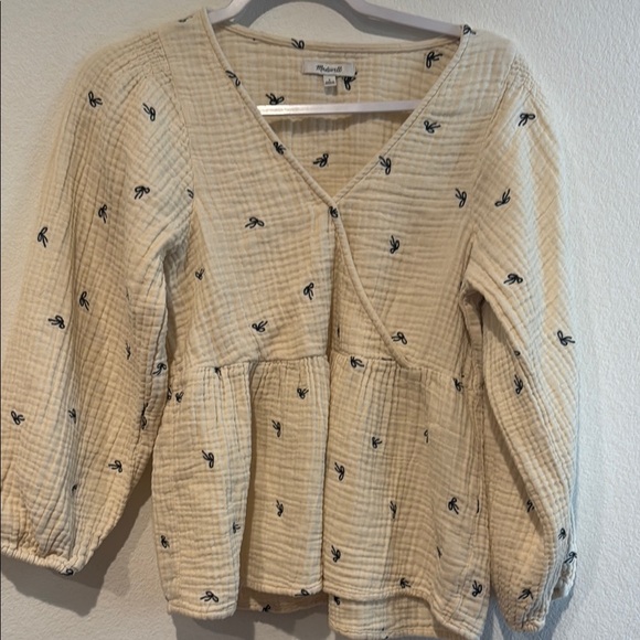 Madewell Cream Puff Sleeve Smocked Blouse - Picture 1 of 2